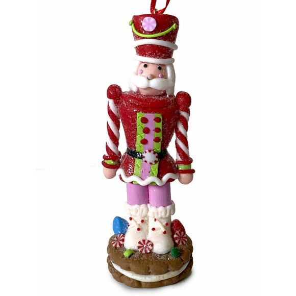 Nutcracker Soldier Christmas Ornament Candy Peppermint Gingerbread Cookie 6.5 in - Picture 1 of 4